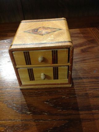 Vintage Westie & Scottie Dogs Wood Trinket Box 2 Drawers Occupied Japan