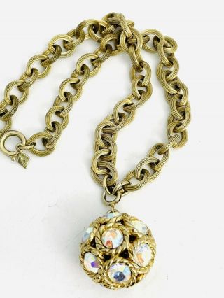 Vintage Sarah Coventry Ab Rhinestone Disco Ball Necklace Bracelet Combo