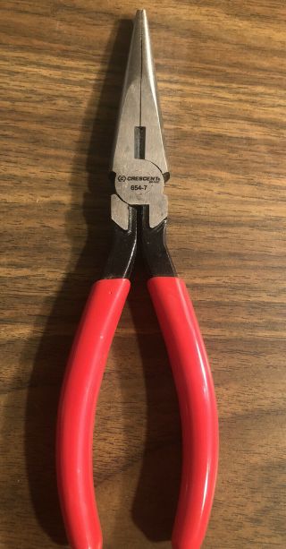 Vintage Crescent Crestoloy 654 - 7 Needle Nose Pliers,  Made In Usa