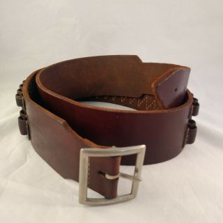 Vintage Hunter Co Brown Leather Ammo Belt Holds 25 Cartridges Size Xl