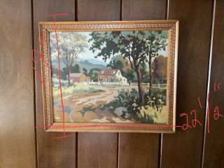 Vintage Paint by Number framed,  Farm House,  Country Road 2