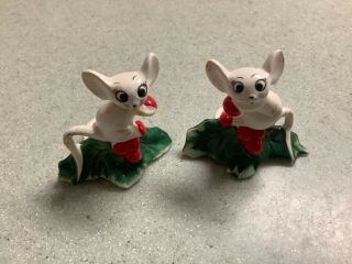 1958 Holt Howard Hh Japan Mice Mouse Christmas Candle Climbers,  Huggers