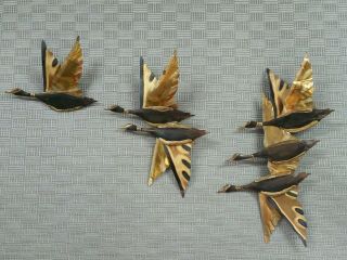 Vintage Metal Birds Wall Hanging Geese Tin Mcm