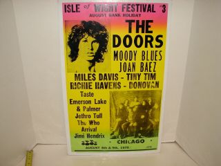 Vintage Tribune Showprint Poster Music Band The Doors Moody Blues Chicago Who