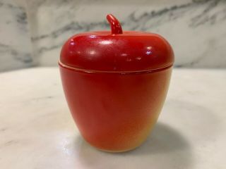 Vintage Hazel Atlas Milk Glass Apple Jam Jelly Jar with Lid 4” 2