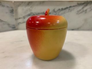 Vintage Hazel Atlas Milk Glass Apple Jam Jelly Jar with Lid 4” 3