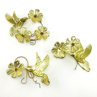 Vintage Set Of 3 Brass Humming Birds Wall Decor Swags Mid Century Home Interiors