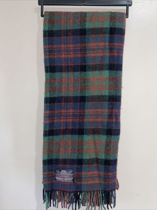 Vintage TWEEDMILL Pure Wool Blanket Plaid Throw Fringe British Made 52x60 EUC 2