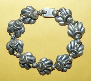Vintage Denmark Designer Signed Modernist " 925 " Sterling Silver 7 3/4 " Bracelet