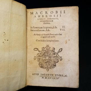 1607 Vellum ROMAN ASTRONOMY Dream of Scipio SATURNALIA WOODCUTS Scarce 5