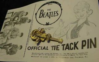 Vintage Beatles 1964 Guitar Tie Tack Pin 60 
