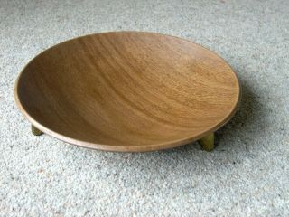 Vintage Retro Mid 20th Century IANTHE Wood Effect Tripod Footed Fruit Bowl Dish 2