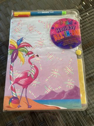Vtg Lisa Frank Pink Flamingo All In One Holiday Stationery In Package