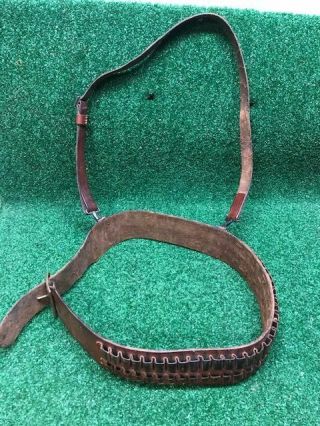 Vintage Heiser 3441 Leather 30 06 Rifle Cartridge Belt Hunting Collectible