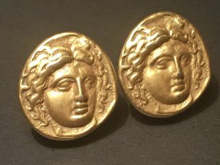 Vintage Metropolitan Museum Of Art Mma.  1m Golden Greek/ Roman God Clip Earrings