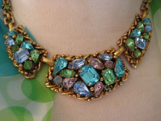 Vintage Barclay Pastel Blue,  Turquoise,  Green Rhinestone Necklace,  Bracelet