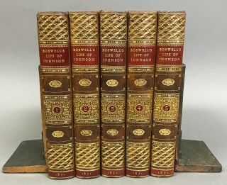 Fine Morrell Binding Boswell’s Life Of Samuel Johnson 5 Vols.  Murray 1831