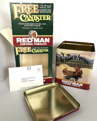 Red Man Vintage Chewing Tobacco Canister Tin Limited Edition 1992
