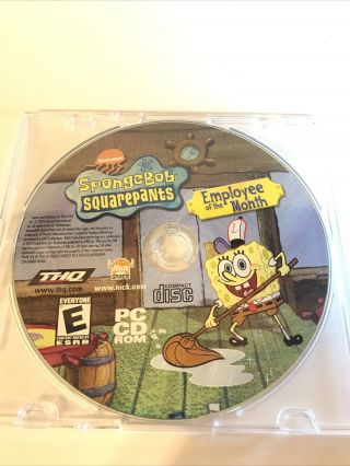 Vintage 2002 Spongebob Squarepants Employee Of The Month Pc Game Cd - Rom