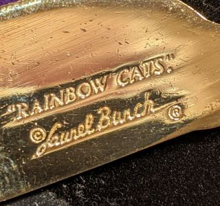 Vintage Laurel Burch Rainbow Cats Earrings Cloisonne Enameled Pierced 3
