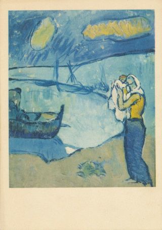 Pablo Picasso Paint Vintage Postcard Edition Hazan 1970s Fisherman Farewell 1906