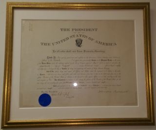 Theodore Roosevelt Signed 1908 Philippine Scouts Commission,  Archivally Framed