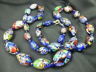 Vintage Art Deco Italian Venetian Millefiori Glass Beads Necklace A