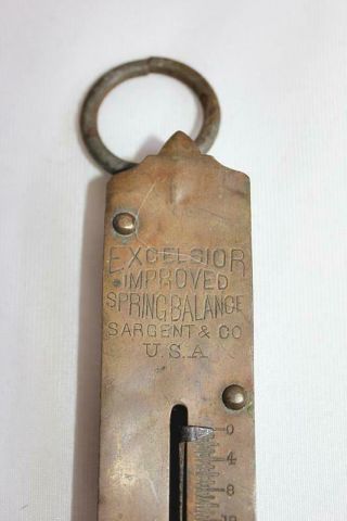 Vintage Excelsior Improved Spring Balanced 25 Pound Brass Hanging Scale Usa