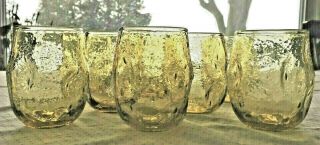 Vintage Stylish Amber Cocktail Glasses Tumblers Set Of 8 Bubbles Mid Century