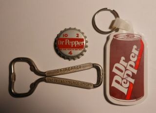 Vintage Dr Pepper Wire Bottle Opener & Bottle Cap & Key Chain 1