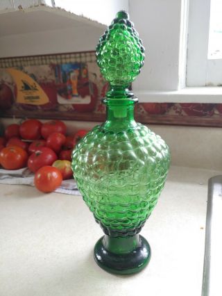 Jim Beam Whiskey Green Grape Decanter/genie Bottle Mid - Century With Stopper