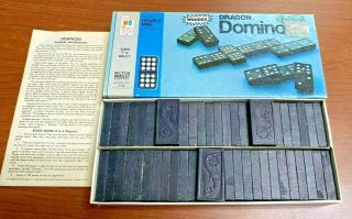 Vintage Halsam Double Nine Wooden Dragon Domino Set,  By: Milton Bradley