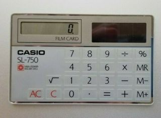 Vintage Solar Powered CASIO SL - 750 Credit Card Calculator,  Made in Japan, 2
