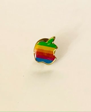 Apple Macintosh Mac Logo Computer Metal Enamel Rainbow Tie Hat Lapel Pin 80s