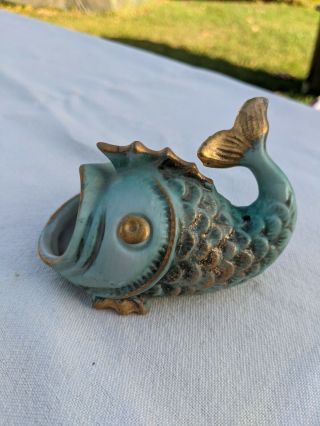 Betson Hand - Painted Porcelain Koi Fish Incense Burner Or Ashtray