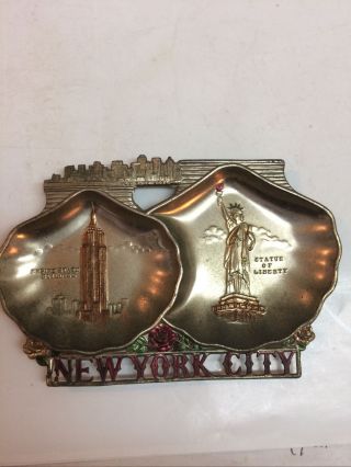 Vintage 1950’s York City Metal Double Shell Trinket Dish