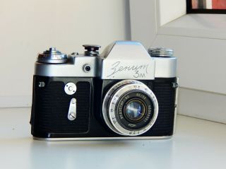 Vintage Old Zenit - 3m Soviet Slr Film Camera W/s Lens " Industar - 50 " Exc