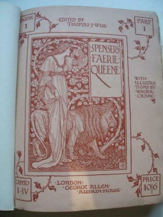 THE FAERIE QUEENE Edmund Spenser 6 volume set 1895 - 7 Woodcuts Walter Crane 25F 5