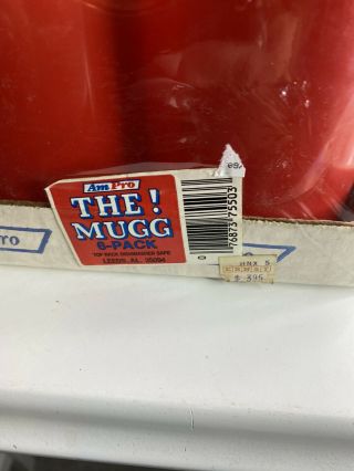 NOS Am Pro The Mugg Vintage Red Stacking Mugs Box MCM Camping Set Of 6 3