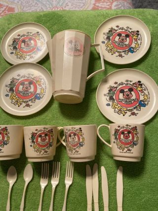Walt Disney Production Mickey Mouse Club Toy Cups Plates Tea Coffee Pot Vintage