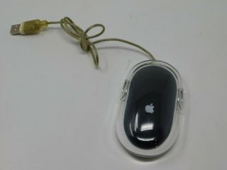 Vintage Apple Pro Mac 1899 Black / Clear Pro Mouse Usb Wired
