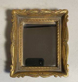 Vintage E.  A.  Riba Co.  Brooklyn N.  Y.  Gold Mirror 6” X 5” Small