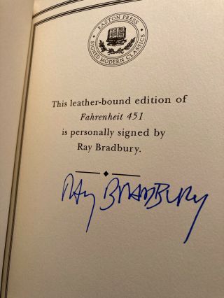 Fahrenheit 451 by Ray Bradbury - Easton Press Collector’s Edition,  Signed 5
