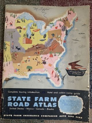 Vintage 1949 Rand Mcnally State Farm Road Atlas
