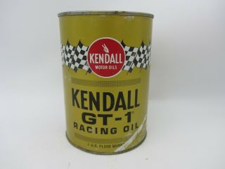 Vintage Full 1 Quart Kendall Gt - 1 Racing Sae 40 Motor Oil Cardboard Can Gas