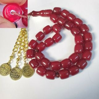 German Cherry Amber Bakelite - Faturan 33 Prayer Beads بكلايت Damar Masbaha