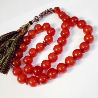 German Cherry Amber Bakelite - Faturan 33 Prayer Beads بكلايت Masbaha Tasbih