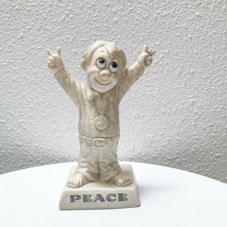 Vintage 60s 70s Peace Hippie Big Eye Silisculpt Figurine Novelty Humor Statue