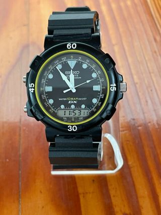 Vintage Seiko Quartz Ana - Digi Alarm Chronograph V041 - 9131 Dx 100m Arnie Diver