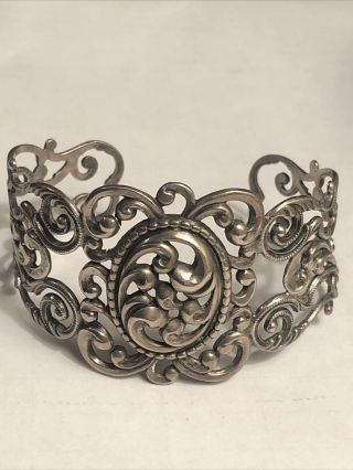 Vintage Danecraft Sterling Silver Filigree Cuff Bracelet - 25 Grams